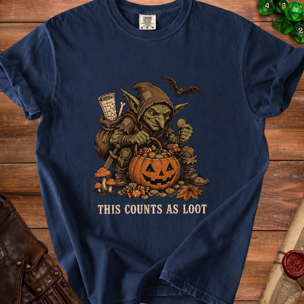 Loot Goblin Tabletop Hoarder T-Shirt in True Navy