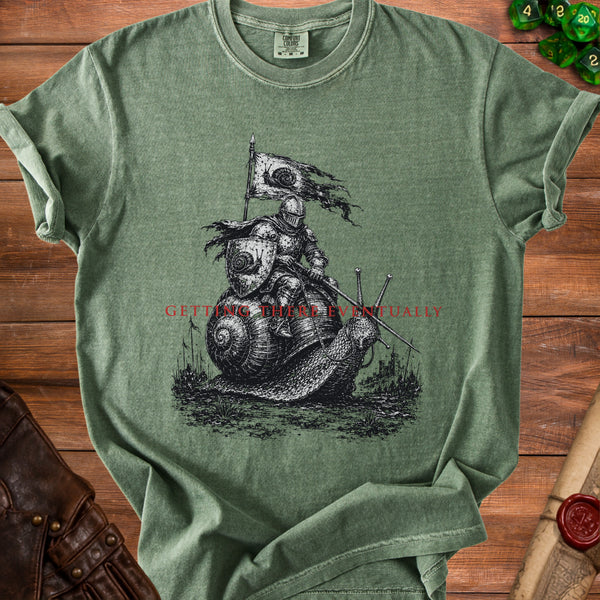 Snail Knight T-Shirt in Moss