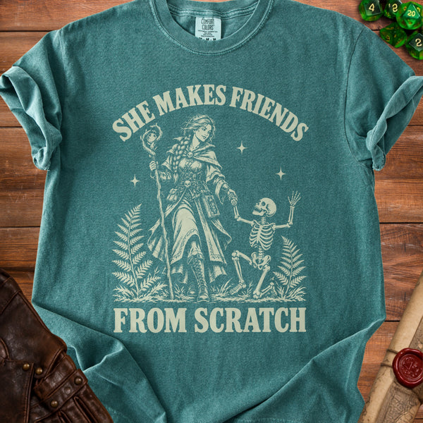 Necromancer Friends T-Shirt in Blue Spruce