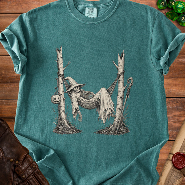 Skeleton Wizard T-shirt in Blue Spruce