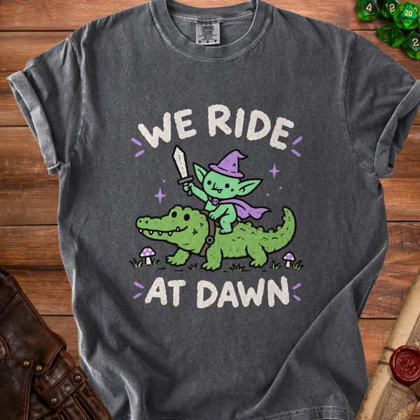 Goblin Rider Alligator Sunrise T-Shirt in Pepper