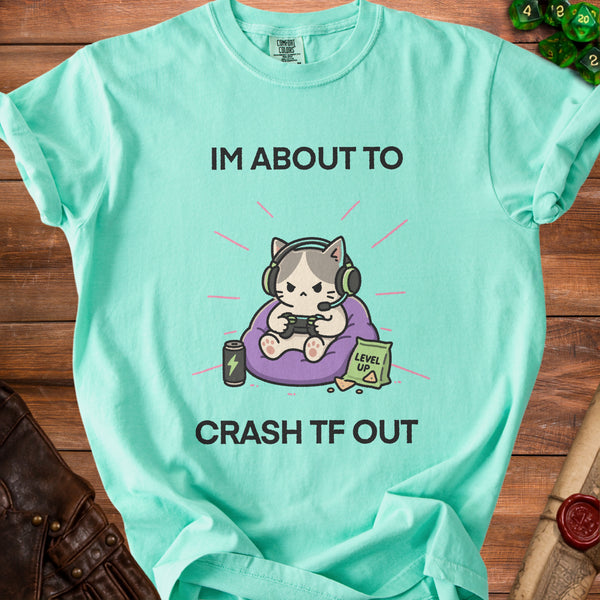 Gamer Cat Blissful Exhaustion T-Shirt in Island Reef