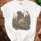 Dungeons and Dragons inspired mallard duck archer with arrows and dice.