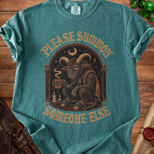 Baphomet Coffee T-shirt in Blue Spruce
