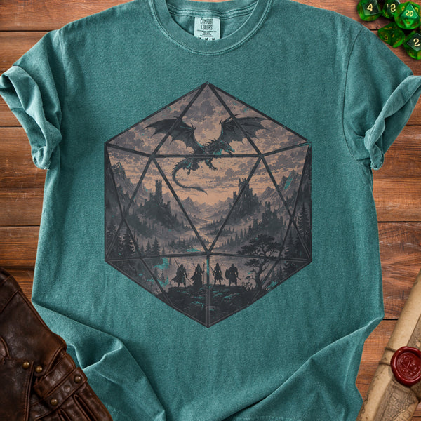 Realmscape D20 T-Shirt in Blue Spruce