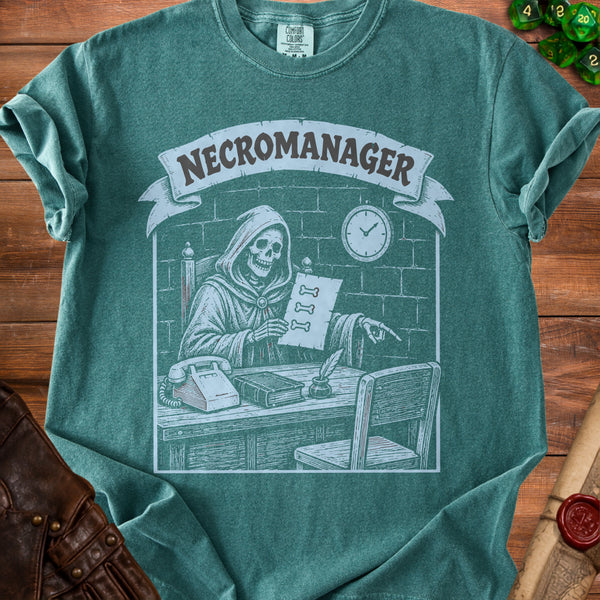 Necromanager T-Shirt in Blue Spruce