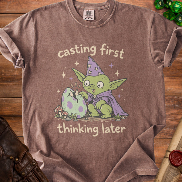Goblin Wizard Cast First Think Later T-Shirt in Espresso