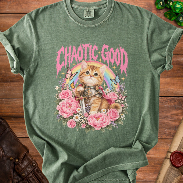 Chaotic Good Cute but Ready T-Shirt in Moss