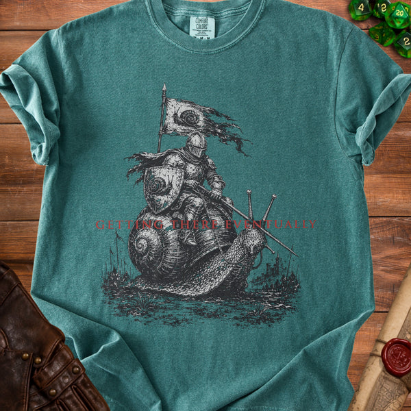 Snail Knight T-Shirt in Blue Spruce