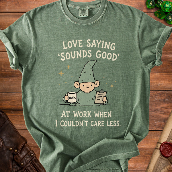 Gnome Meh T-shirt in Moss