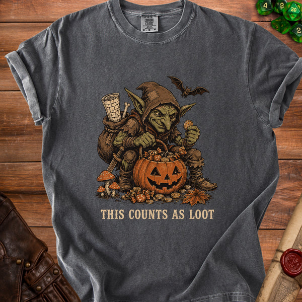 Loot Goblin Tabletop Hoarder T-Shirt in Pepper