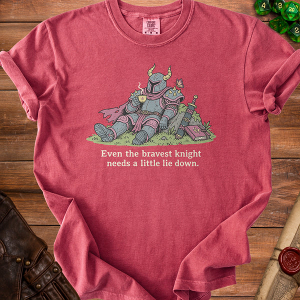 Cozy Resting Knight T-Shirt in Crimson