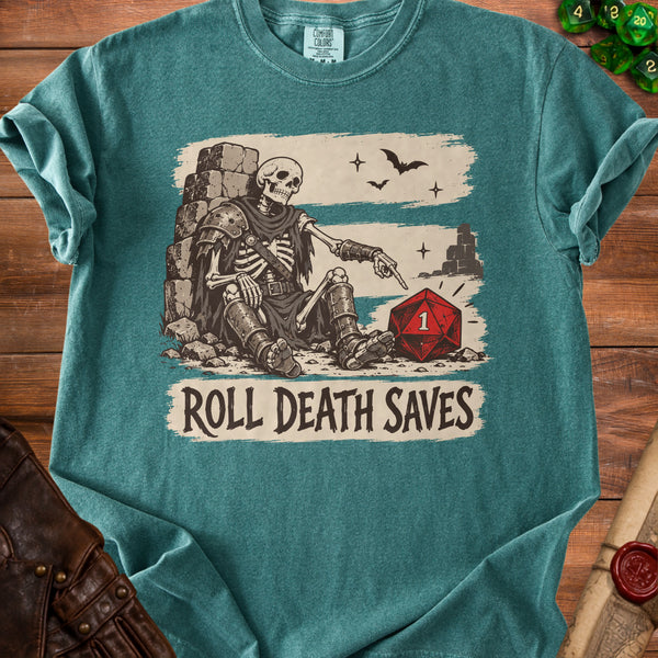 Death Saves T-Shirt in Blue Spruce